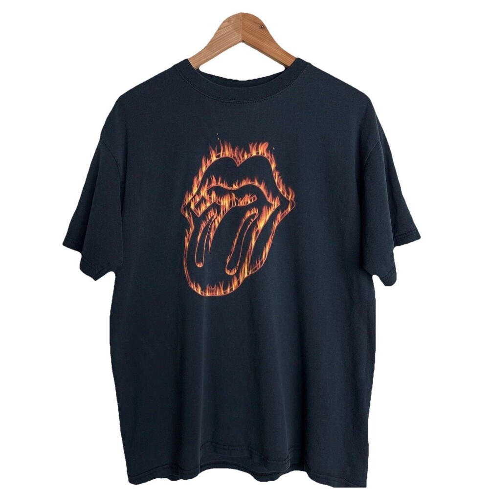 Vintage Rolling Stones T-Shirt L Madison Square Garden Flaming Tongue Band Tee